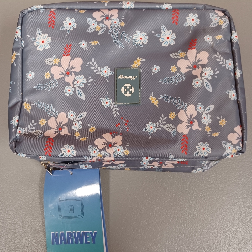 Grey Floral Toiletry Bag